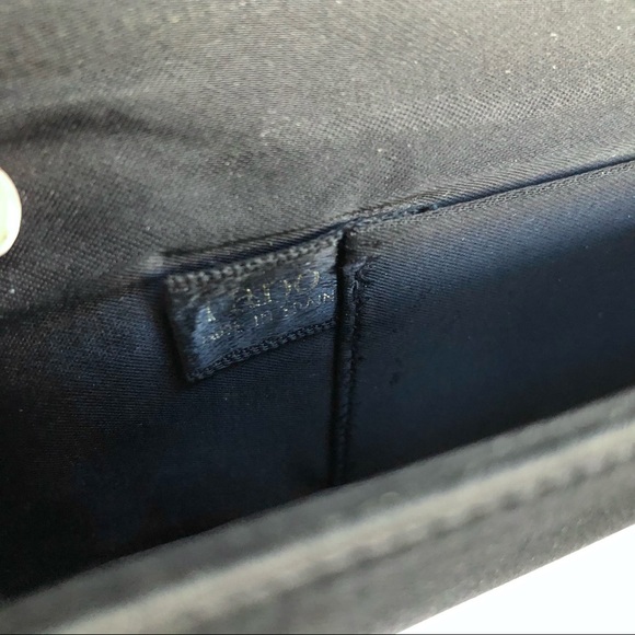 60s-70s Vintage Pom-Pom Black Silk Satin Clutch - Picture 6 of 6